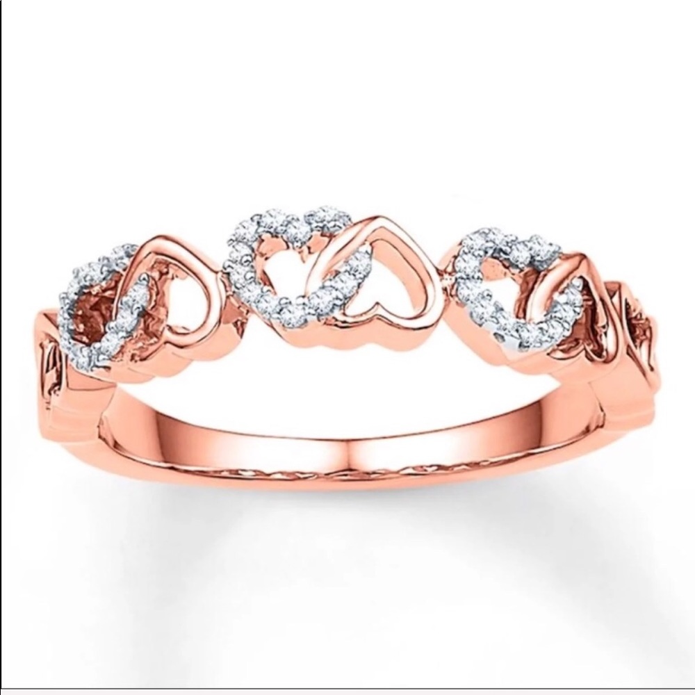 Heart Ring Diamonds 10K Rose Gold Size 5